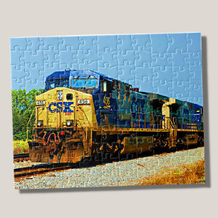 CSX Gult Blue Diesel Locomotive Railroad Tåg Pussel