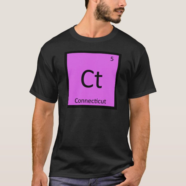 Ct - Connecticut State Chemistry Periodiska System Tee Shirt (Framsida)