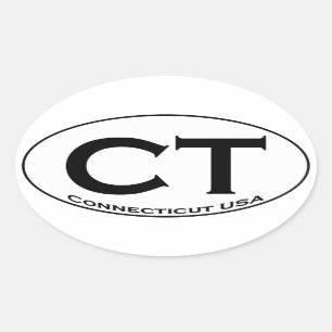 CT - Connecticut USA Ovallogotyp Ovalt Klistermärke