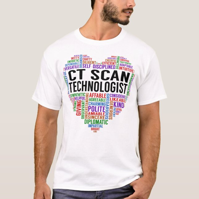 Ct Scan Technolog Heart T Shirt (Framsida)