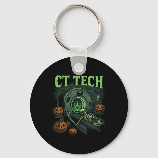 Ct Tech Skeleton Funny Halloween Mri Technician Ra Nyckelring (Framsida)