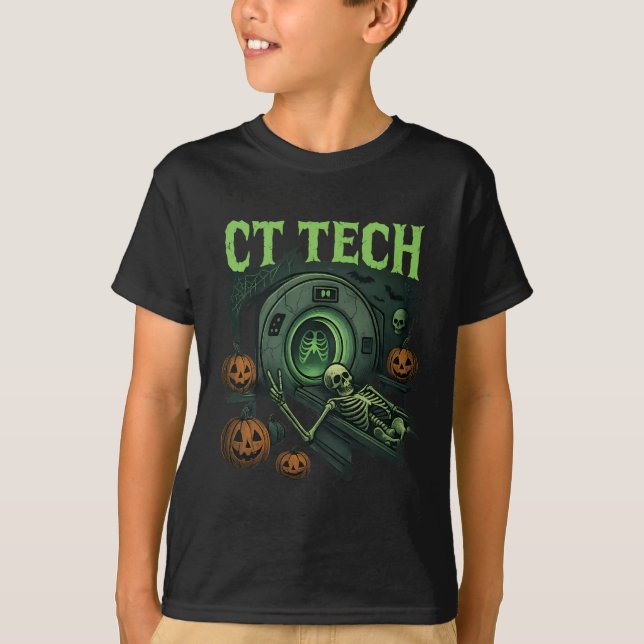Ct Tech Skeleton Funny Halloween Mri Technician Ra T Shirt (Framsida)