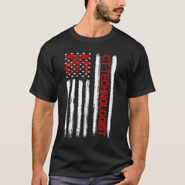 CT Technolog American Flagga Patriotic Medicine T Shirt (Framsida)