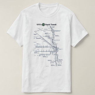 CTA ’L’ Rapid Transit 1970s Karta Chicago, Illinoi T Shirt