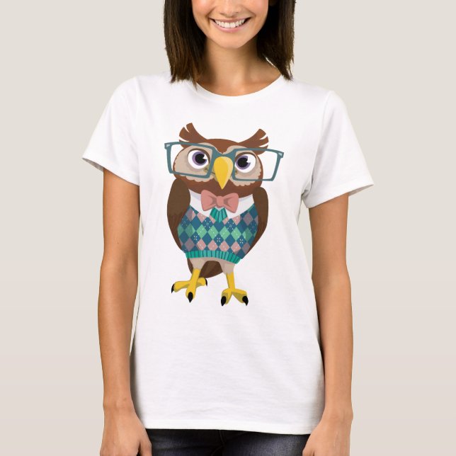Cte Nerdy exponeringsglasuggla Tee (Framsida)