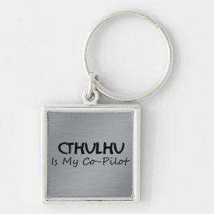 Cthulhu är mitt Co-Pilot- Fyrkantig Silverfärgad Nyckelring