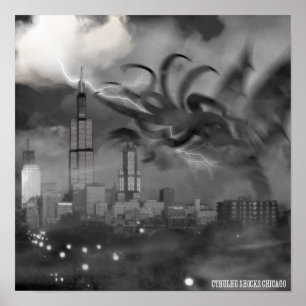Cthulhu chockar den Chicago affischen Poster