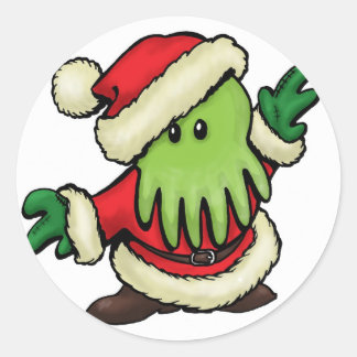 Cthulhu Claus EnKue Stickers Runt Klistermärke