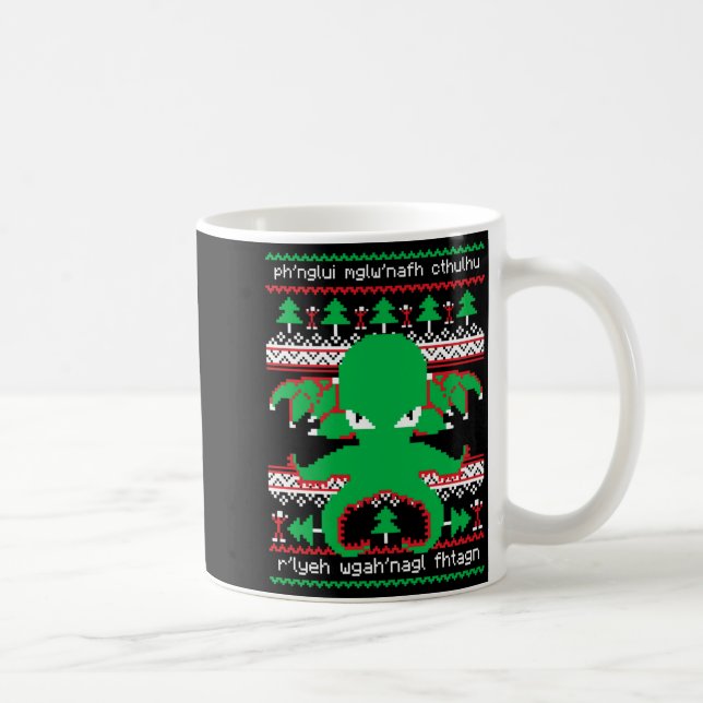 Cthulhu Cultist Christmas Cthulhu Ugly Christmas S Kaffemugg (Höger)