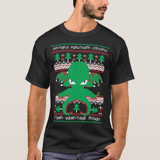 Cthulhu Cultist Christmas Cthulhu Ugly Christmas S T Shirt (Framsida)