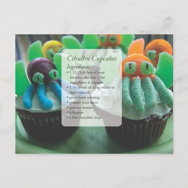 Cthulhu Cupcakes Receptkort Postkort Vykort (Framsida)