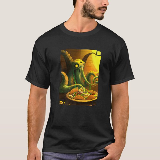 Cthulhu Eating A Plate Of Tacos Cthulhu Eating Tac T Shirt (Framsida)