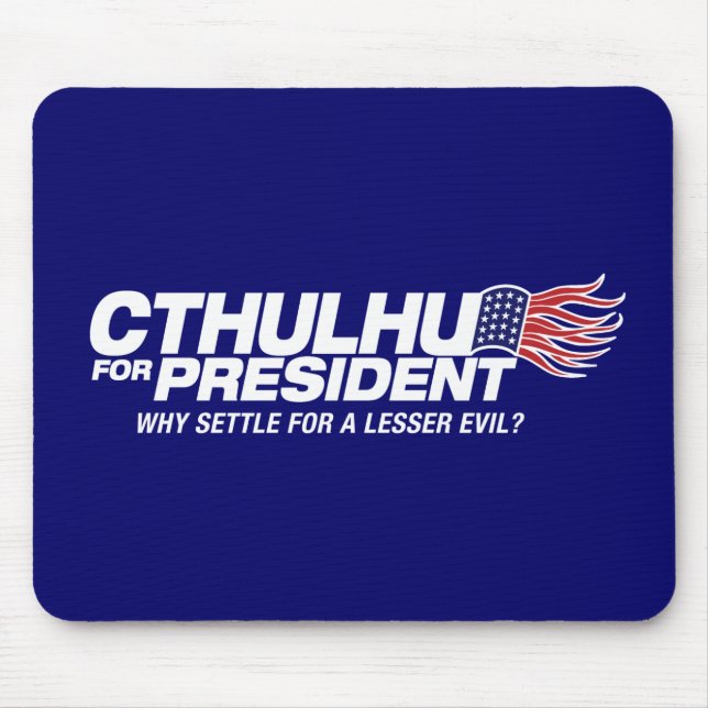 cthulhu för president - därför högryggad träsoffa musmatta (Framsidan)