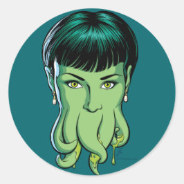 Cthulhu Girl Sticker Runt Klistermärke