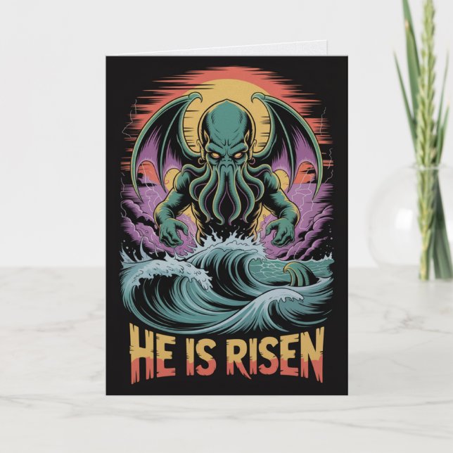Cthulhu Han Är Uppstånden Påskkort Kort (Framsida)