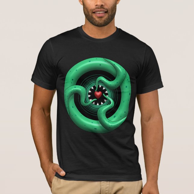 Cthulhu Heart Basic Bella Canvas Tee Shirt (Framsida)