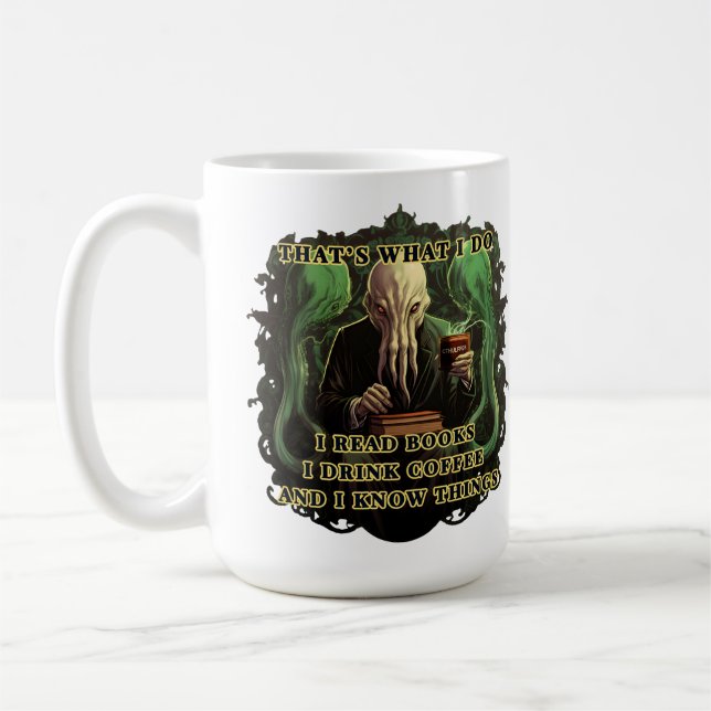 Cthulhu jag läste bokar I dricker kaffe jag känner Kaffemugg (Vänster)