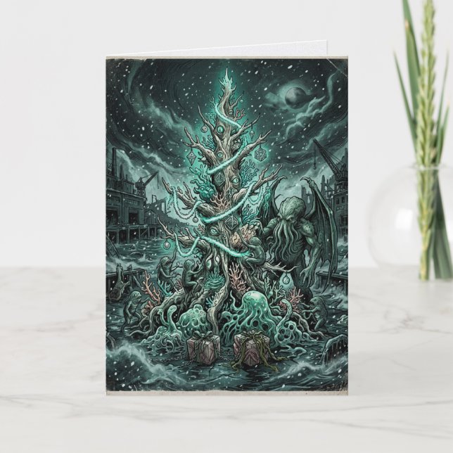 Cthulhu Julgran Lovecraft Skräck Kort (Framsida)