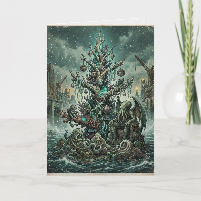 Cthulhu Kuslig Julfest Kort (Framsida)