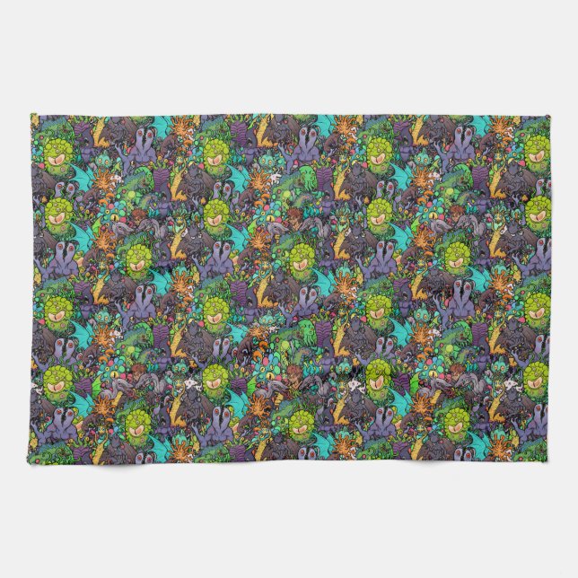 Cthulhu Lovecraft Mythos Chibi bestiarius Kökshandduk (Horisontell)