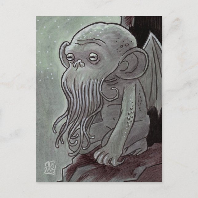Cthulhu Monkey Postcards Vykort (Framsida)