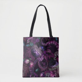 Cthulhu Mörk Rosa Tentakel Med Blommor Monogram Tygkasse