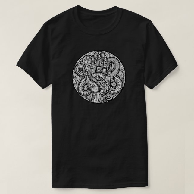 CTHULHU NECRONOMICON HANDEN AV VATTEN SYMBOL T SHIRT (Design framsida)