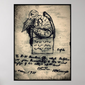 Cthulhu original sketch av HP Lovecraft Poster
