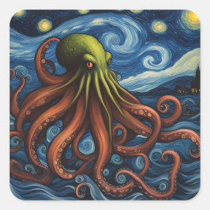 Cthulhu Post-Impressionism Fyrkantigt Klistermärke