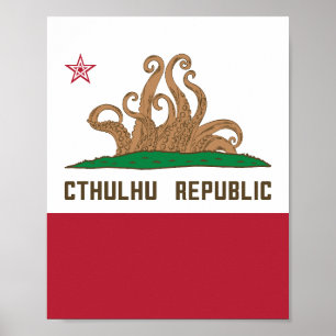 Cthulhu Republic California Flagga Lovecraft Poster