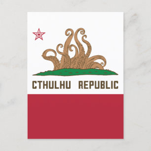 Cthulhu Republic California Flagga Lovecraft Vykort