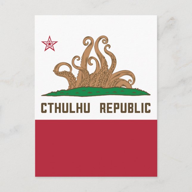Cthulhu Republic California Flagga Lovecraft Vykort (Framsida)