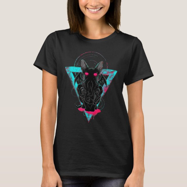 Cthulhu Rolig Djävul Katt T Shirt (Framsida)