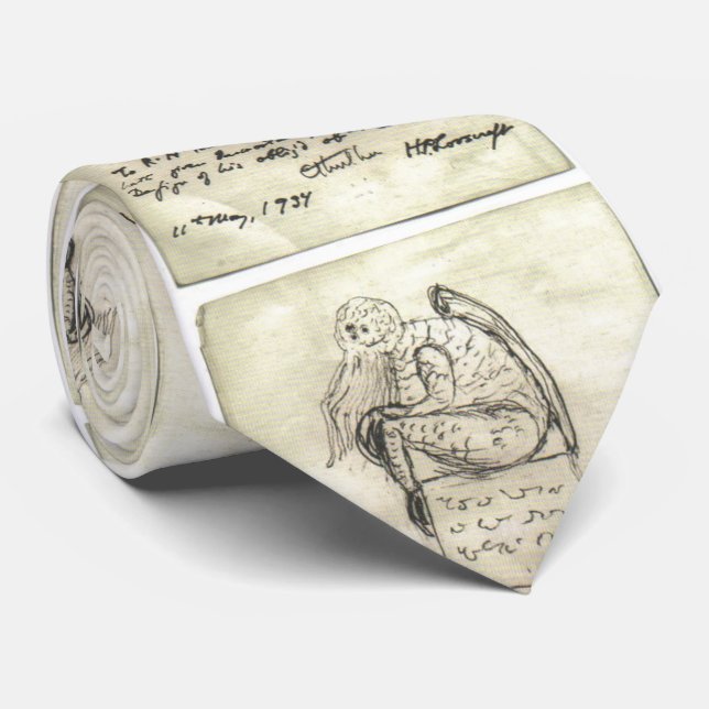 Cthulhu-sketch av Lovecraft Neck Tie Slips (Rullad)
