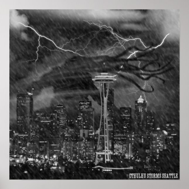 Cthulhu Storms Seattle Poster (Framsidan)