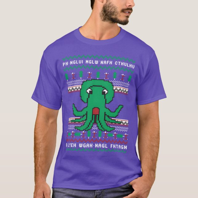 Cthulhu Ugly God Jul Sweater Funny Julreret T Shirt (Framsida)