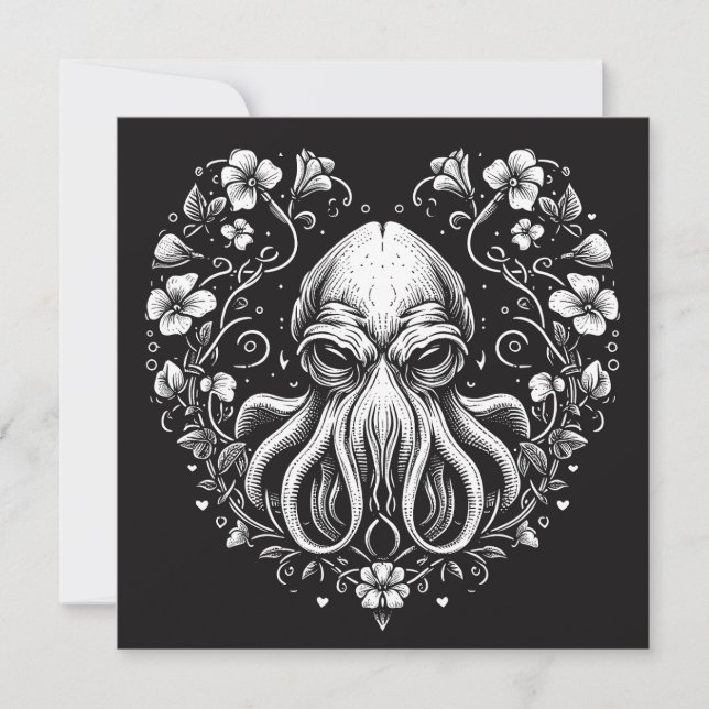 Cthulhu Valentine Lovecraft Skräck Hjärta Format Kort (Framsida)