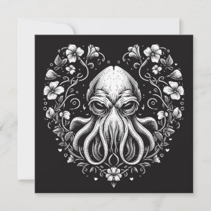 Cthulhu Valentine Lovecraft Skräck Hjärta Format Kort