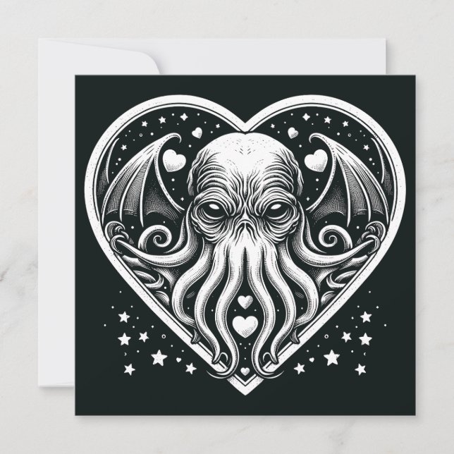 Cthulhu Valentine Lovecraft Skräck Kort (Framsida)