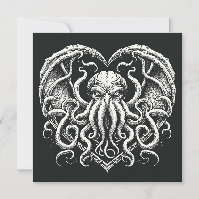 Cthulhu Valentine Lovecraft Skräck Kort (Framsida)