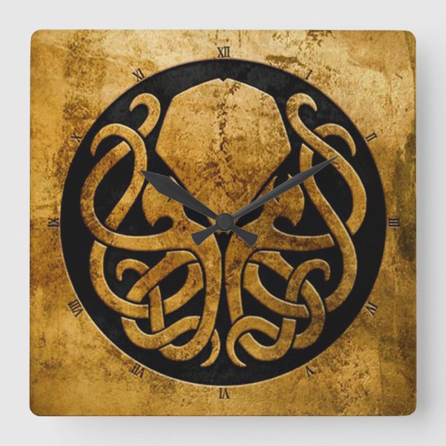 Cthulhuen som är hungrig för Time Fyrkantig Klocka (Framsida)