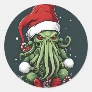 Cthulhu's Yuletide Reign: En fruktansvärd jul Runt Klistermärke