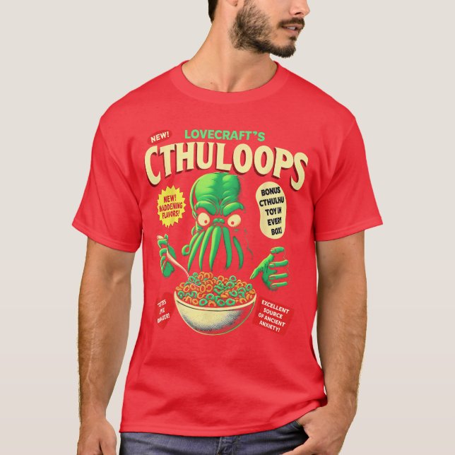 Cthuloops Cereal Parodi för Horror Fans Cthulhu fu T Shirt (Framsida)