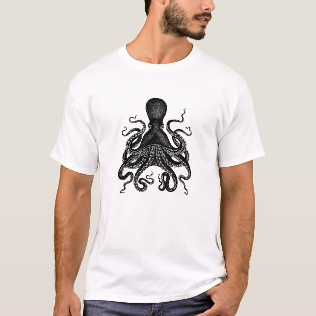 Cthulu för Steampunk Kraken Victorianbläckfisk Tee Shirt (Framsida)