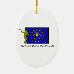 CTR FÖR INDIANA INDIANAPOLIS BESKICKNING LDS JULGRANSPRYDNAD KERAMIK