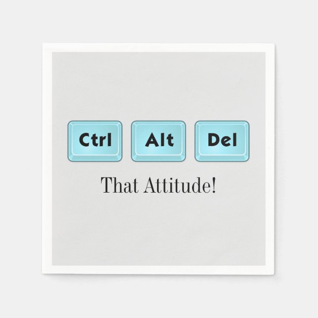 Ctrl Alt Del - Funny Cocktail Napkin Pappersservett (Framsidan)