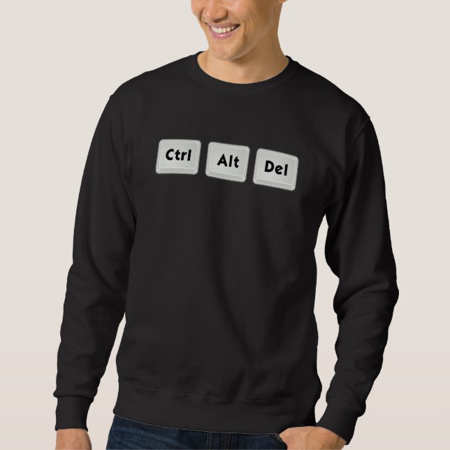 CTRL ALT DEL Trefingershälsning Design Lång Ärmad Tröja (Framsida)