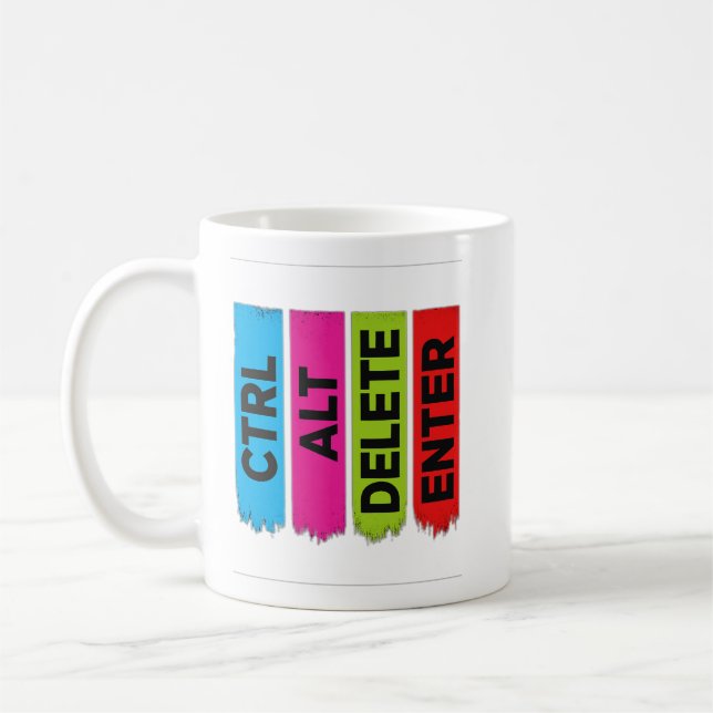 CTRL ALT DELETE ENTER | Colorful Tech Humor Kaffemugg (Vänster)