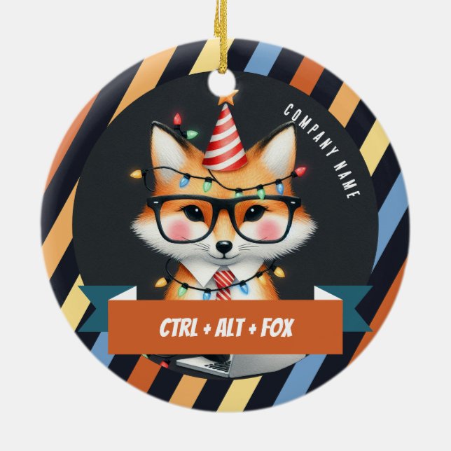 Ctrl + Alt + Fox-  Office Christmas  Julgransprydnad Keramik (Baksidan)