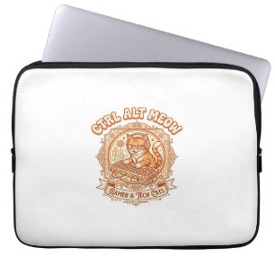 Ctrl Alt Meow Katt Gamer Tech Vintage Vektor Art T Laptop Fodral